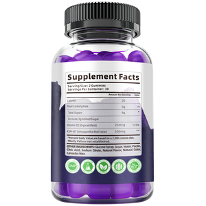 OEM/ODM Extraits naturels de plantes infusés à la vitamine D Ashwagandha Gummies pour adultes Relaxation et restauration Forme posologique Gummy - Product Image 2