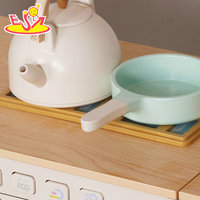 Set Dapur Mainan Anak 3-in-1 dari Kayu dengan Kulkas dan Stasiun Cuci, Mainan Dapur Pura-Pura Besar dengan Aksesoris W10K090