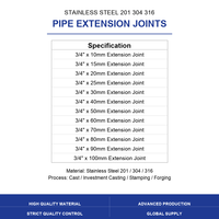 Adaptateur d'extension BSP en acier inoxydable 201 304, filetage mâle-femelle 3/4 pouce de 10 à 100 mm, raccords de tuyauterie moulés par investissement
