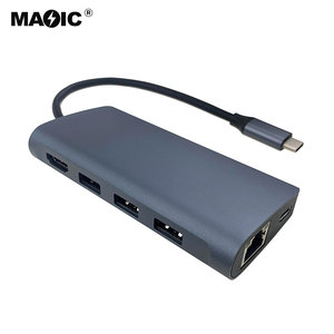 Custom Printed Logo 8 in 1 <strong>Type</strong> <strong>C</strong> Hub to 4K HDMI 2 USB3.0 SD TF VGA Gigabit <strong>LAN</strong> and PD for Mobile Phones Laptops and Tablets - Product Image 4