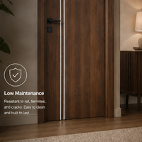 Porte intérieure en WPC haut de gamme avec motifs gravés délicats et verre incrusté, idéale pour le salon, certifiée ISO