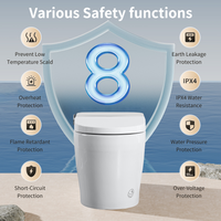 WC intelligent sans réservoir en céramique avec bidet intégré, design monobloc, chasse automatique, ouverture/fermeture, siège chauffant, eau chaude, séchage, télécommande