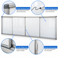 Tableau blanc coulissant multi-panneaux avec cadre en aluminium pour salle de classe, tableau d'écriture coulissant personnalisé sans cadre à joint central