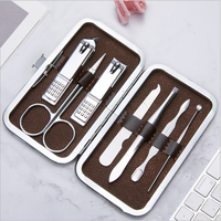 Kit d'outils de manucure en acier inoxydable, 14 pièces/lot, coupe-ongles, pinces, cure-oreilles, ensemble d'outils avec sac en PU