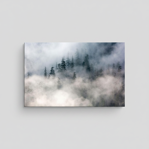 Misty Forest Landscape Canvas Print, Tranquil Pine Trees Wall Art,<b>WRAPPED</b> CANVAS - Product Image 2