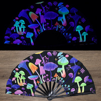 Abanico Plegable de Plástico Reflectante Holográfico con Diseño de Araña, 33 cm de Alto, Abanico de Mano Premium para Fiestas y Festivales