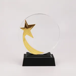 Souvenir trofeo rotondo commemorativo personalizzato 18.5*14.5cm oro argento rosa metallo dorato cristallo