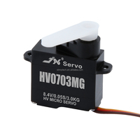 Servo numérique sans noyau JX PDI-HV0703MG 7.1g 0.075sec/60 avec boîtier entièrement en aluminium, pièces en plastique et métal pour hélicoptère, voiture et avion RC