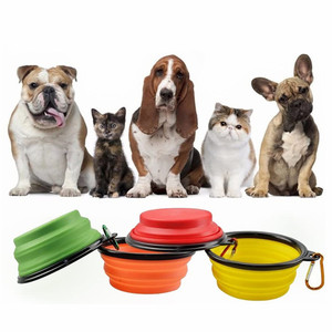 Katlanabilir çanaklar köpek köpekler köpek Pet köpek için yiyecek kasesi kaldırdı su çanaklar yürüyüş seyahat için taşınabilir Pet besleme sulama çanak - Product Image 5