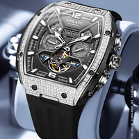 Herren Weinfass Vollautomatische Mechanische Uhr Luxus Sport Wasserdichte Herren Armbanduhr Analog Tourbillon Uhr