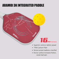 Raquettes de pickleball en fibre de carbone de haute qualité, approuvées par l'USAPA, avec noyau en PP nid d'abeille T700 thermoformé, épaisseur 16 mm