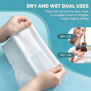 กระดาษเช็ดหน้า AB Dual Texture Non Flocking แบบแห้งและเปียก ใช้ได้สองแบบ ผลิตจากผ้าฝ้าย 100% ผ้าเช็ดหน้าแบบใช้แล้วทิ้ง สำหรับใช้ในบ้านและร้านเสริมสวย - Product Image 5