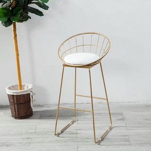 Chaise de bar en bois massif forgé au style nordique, chaise ronde créative, pour salon de thé, chaise de bar, en fer forgé, 1 pièce - Product Image 3
