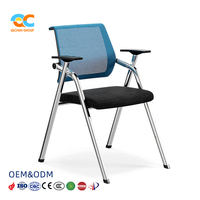 Chaise de séminaire ergonomique empilable avec accoudoirs, certifiée BIFMA, mobilier de salle de formation, métal orange, directement du fabricant
