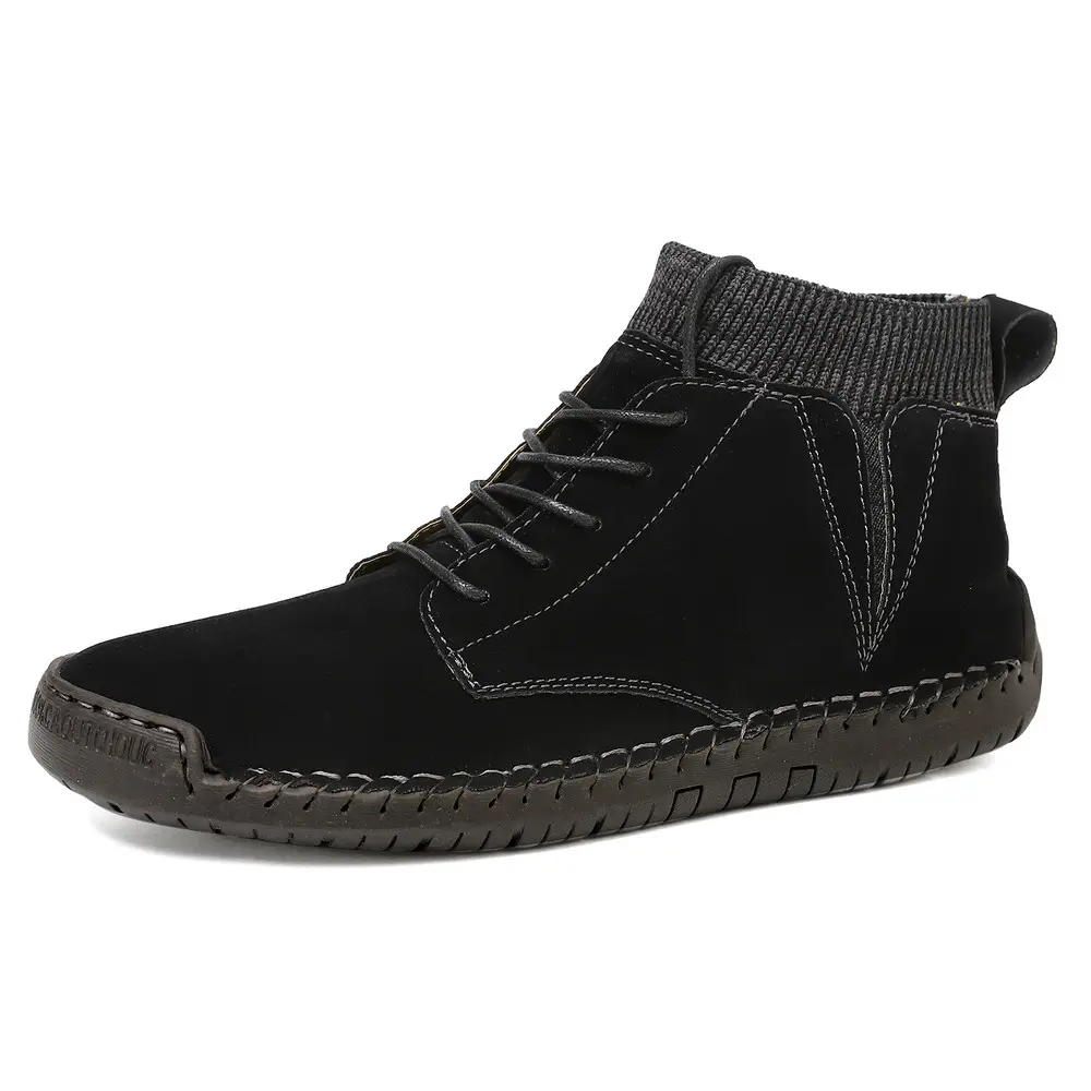 Suela de goma antideslizante Botas de invierno al aire libre Hombres Zapatos casuales de cuero Botines de moda Unisex