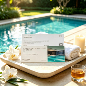 การพิมพ์บัตรกำนัลสปาโรงแรมหรูแบบกำหนดเอง กระดาษโมฮอว์ก 300 แกรม พิมพ์สองด้าน สีสันสดใส ปั๊มฟอยล์ทอง พร้อมหมายเลข สำหรับโรงแรม - Product Image 2