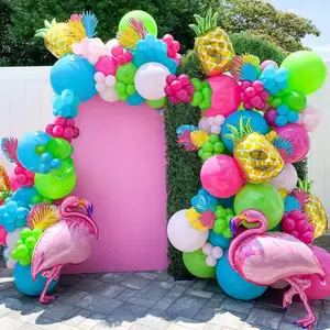 Воздушные шары фламинго, гирлянды, набор, латексные шары для летнего тропического Гавайского сафари, детский день рождения