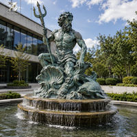 Statue de Poséidon en bronze, sculpture de fontaine personnalisée du dieu de la mer avec tortue pour la décoration extérieure de hôtels, de complexes hôteliers et de jardins.