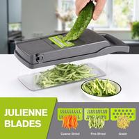 Hachoir manuel durable 14-en-1 pour légumes, coupe-oignon, trancheuse à fruits, éplucheur de pommes de terre, outils pour fruits et légumes