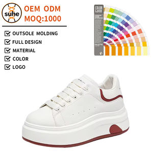 Zapatillas de Piel para Mujer a <span class=keywords><strong>la</strong></span> Moda, Modernas y Versátiles, Blancas, Ligeras, con Suelas Gruesas para Caminar al Aire Libre de Forma Casual - Product Image 1