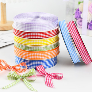 Nine-Colored Ribbon Plaid Ribbon 1Cm Cotton Woven For Cake Decoration Gift Packaging Hair Accessories DIY Craft - Product Image 1
