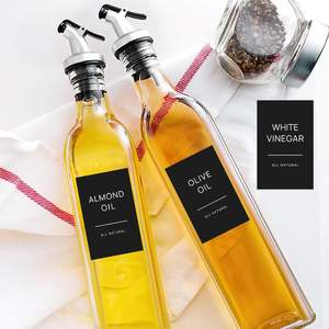 <span class=keywords><strong>50</strong></span> étiquettes autocollantes pré-imprimées pour condiments, huile et vinaigre, en papier noir mat minimaliste, rectangulaires, pour l'organisation des distributeurs d'huile - Product Image 2