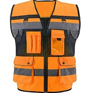 Ansi High Visibility Apparel Mesh Custom Logo Work <b>Black</b> Reflective Safety Vest - Product Image 1