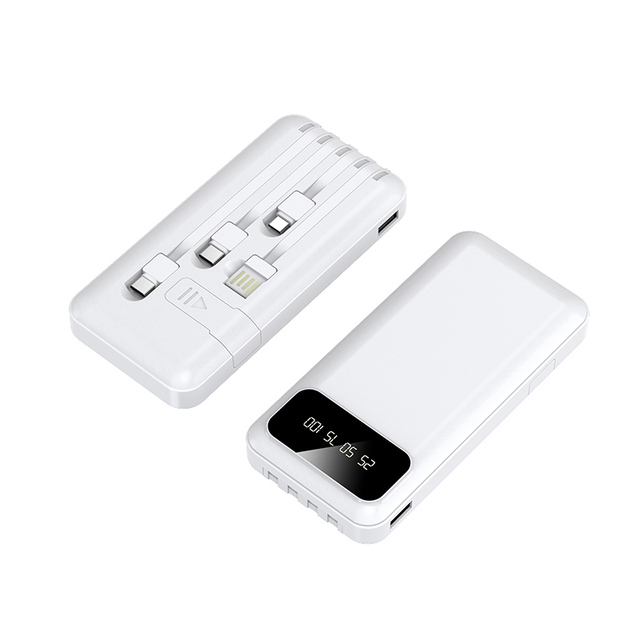 OEM LOGO 10000mAh Power Bank Portable with Built-in Cable and LED Display High Capacity Power Bank