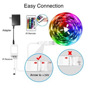 Tira de luces LED para decoración de interiores de dormitorio, tira de luces RGB para escritorio con control remoto, fuente de alimentación de 24v para iluminación de fiestas, cumpleaños - Product Image 3