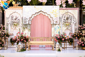 Royal Mughal Style Wedding Stage Backdrop Arch <b>Panel</b> At Factory Price Traditional Moroccan-Inspired Stage Decor <b>Mirror</b> <b>Panels</b> - Product Image 2