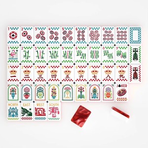 طقم ماجونغ أمريكي أكريليك بنمط مربعات عتيق، بتصميمات بطاقة لعب، سيارة سباق، فلامنجو، تاج، مزهرية، زهرة، ودوامة حمراء - Product Image 2