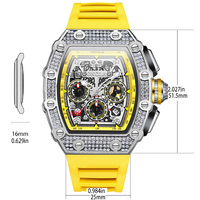 ONOLA 6827Q OEM Montre de sport pour homme à faible MOQ, mouvement à quartz, cadran carré 43 mm, boîtier en alliage, bracelet en caoutchouc, montre officielle de haute qualité