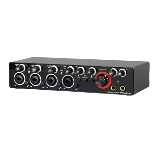 MD44 4-In 4-Out USB External Sound Card Audio Interface with 48V Phantom Noise Cancelling for Recording Studio Live Streaming
