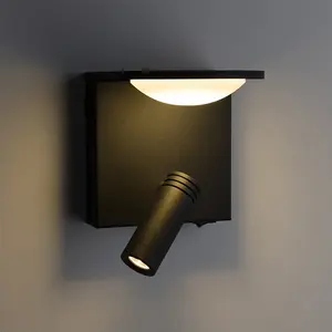 북유럽 실내 LED 벽 빛 알루미늄 데코 벽 Sconce 침실 독서 벽 램프 USB 충전 표면 마운트 라이트