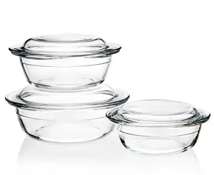 OEM带玻璃盖的硼硅酸盐玻璃砂锅烹饪锅烤盘砂锅玻璃