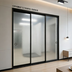 Porte coulissante insonorisée en alliage d'aluminium à <span class=keywords><strong>cadre</strong></span> ultra-fin, design moderne, <span class=keywords><strong>double</strong></span> vitrage trempé, pour salon, école, intérieur - Product Image 3