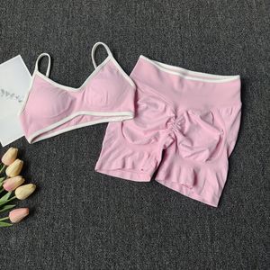 Fitness Yoga Set Seamless Sport abbigliamento sportivo da <span class=keywords><strong>donna</strong></span> Leggings a vita alta completi da allenamento pantaloncini a due pezzi Set abbigliamento da <span class=keywords><strong>palestra</strong></span> da <span class=keywords><strong>donna</strong></span> - Product Image 4