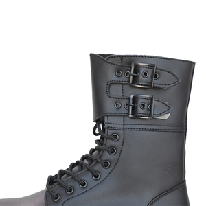 Bottes de garde-corps tactiques en cuir véritable pleine fleur noires <span class=keywords><strong>pour</strong></span> hommes <span class=keywords><strong>chaussures</strong></span> de randonnée en plein air bottes à semelle en caoutchouc - Product Image 3