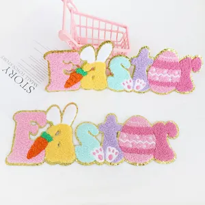 Wholesale Custom Patches Easter Embroidery Chenille Patch Hat Hoodie Adhesive Sequin Logo For clothing Clothes