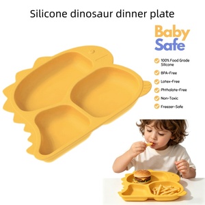 Plato de Silicona de Grado Alimenticio U-TOUCH con Diseño de Dinosaurio para <span class=keywords><strong>Bebés</strong></span> de 6 a 12 Meses, Reutilizable, No Tóxico, Resistente al Calor, Ecológico y Antideslizante - Product Image 1