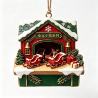 Ornement de Noël vintage en résine artisanale, maison librairie, décoration à suspendre à l'arbre, cadeau de Noël à suspendre, souvenir de vacances
