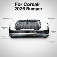 Corsair untuk Lincoln 2023-2026 Rakitan Bumper Depan Dengan Grille Lubang Sensor PDC Kamera ACC Pengganti Langsung PJ7Z17D957AAPTM