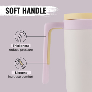 40oz Stainless Steel Tumbler With Soft Silicone Handle Detachable <b>Tea</b> Fruit <b>Infuser</b> Cup Holder Friendly Leakproof Daily Drinks - Product Image 3