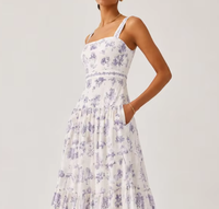 Robe longue à volants imprimée florale personnalisée avec col carré et bretelles spaghetti, poches intégrées – Collection été 2026 – Grande Vente Australie