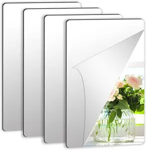 Self Adhesive Acrylic Mirror Mirror Tiles Flexible Plastic Sheets Wall Stickers 2MM Thick Frameless Small Mirror