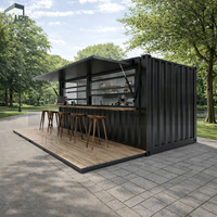 Kiosque modulaire préfabriqué en acier pour usage commercial, bar conteneur maritime pop-up au design industriel