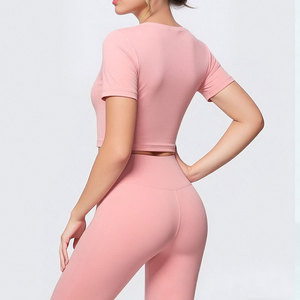 Ensemble de vêtements de yoga, pantalon évasé taille haute uni, col carré, respirant, séchage rapide, vêtements de fitness pour femmes, ensemble 2 pièces - Product Image 4