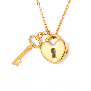 Collana Urna Commemorativa Eterna, Porta Segreto nel Cuore, Gioielli da Donna, Ciondolo a Chiave <span class=keywords><strong>in</strong></span> Acciaio Inossidabile Placcato Oro, Regalo per Cremazione - Product Image 6