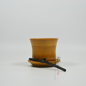 Bamboo Coffee Cup With Saucer Natural Color Cylinder Shape For Afternoon Tea Set - Product Image 2