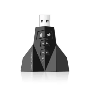 USB 7.1 3Dサウンドオーディオカードアダプターデュアルマイクデュアルオーディオインターフェイス出力PC用独立サウンドカード